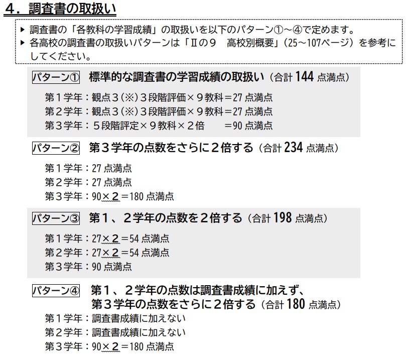 令和8年度奈良県立高等学校入学者選抜概要_調査書の取扱